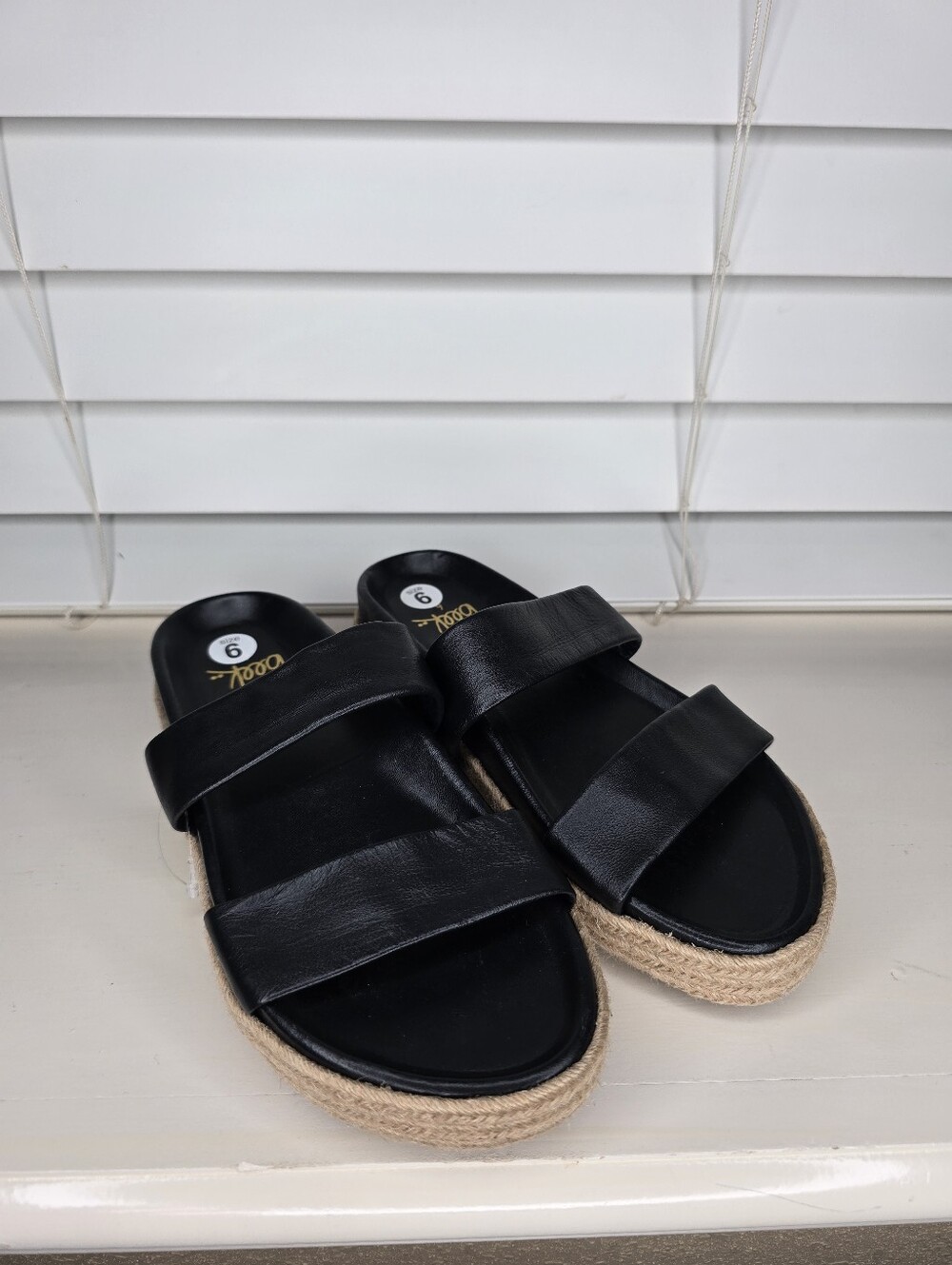 Beek Black Double-Strap Espadrille Slide Sandals